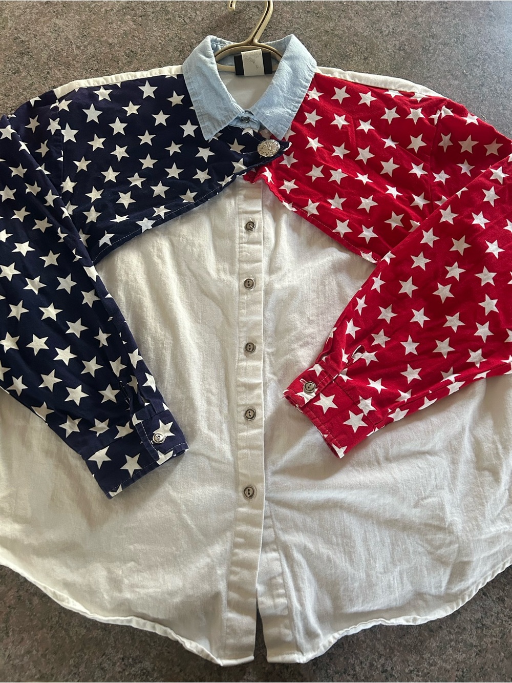Vintage Roughrider Star-Spangled Button-Up Shirt - Red, White & Blue